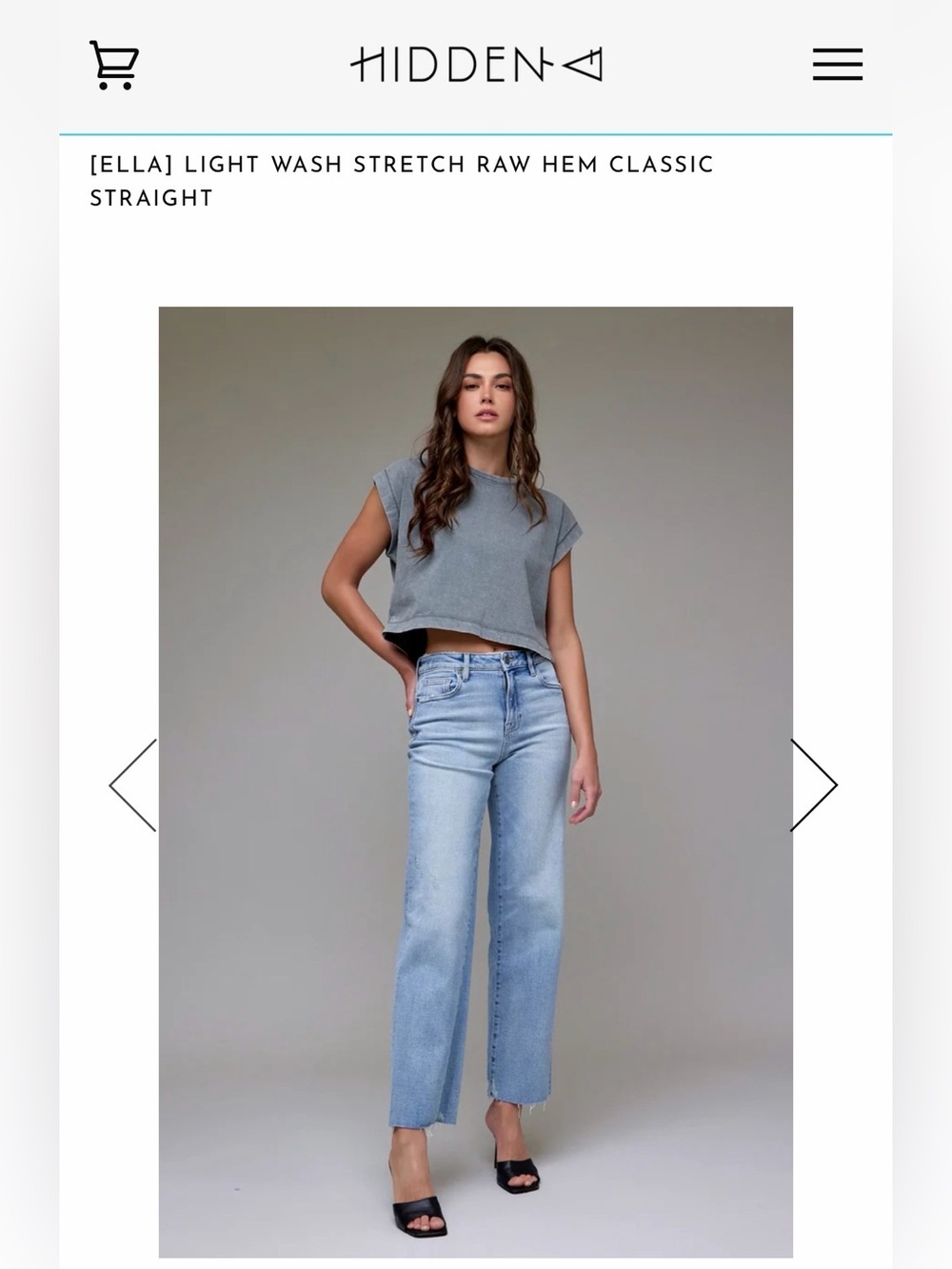 Light Wash Straight Leg Jeans with Raw Hem - Women